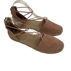 Eileen Fisher Blush‎ Pink Suede Lace Up Espadrilles - Size 8.5